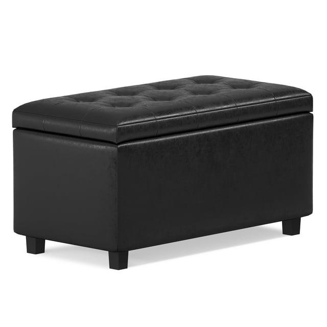 Simpli Home Cosmopolitan Faux Leather Ottoman