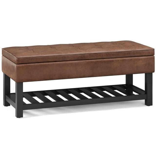 Simpli Home Cosmopolitan 44"W Transitional Tufted Storage Ottoman Bench with Lift Top
