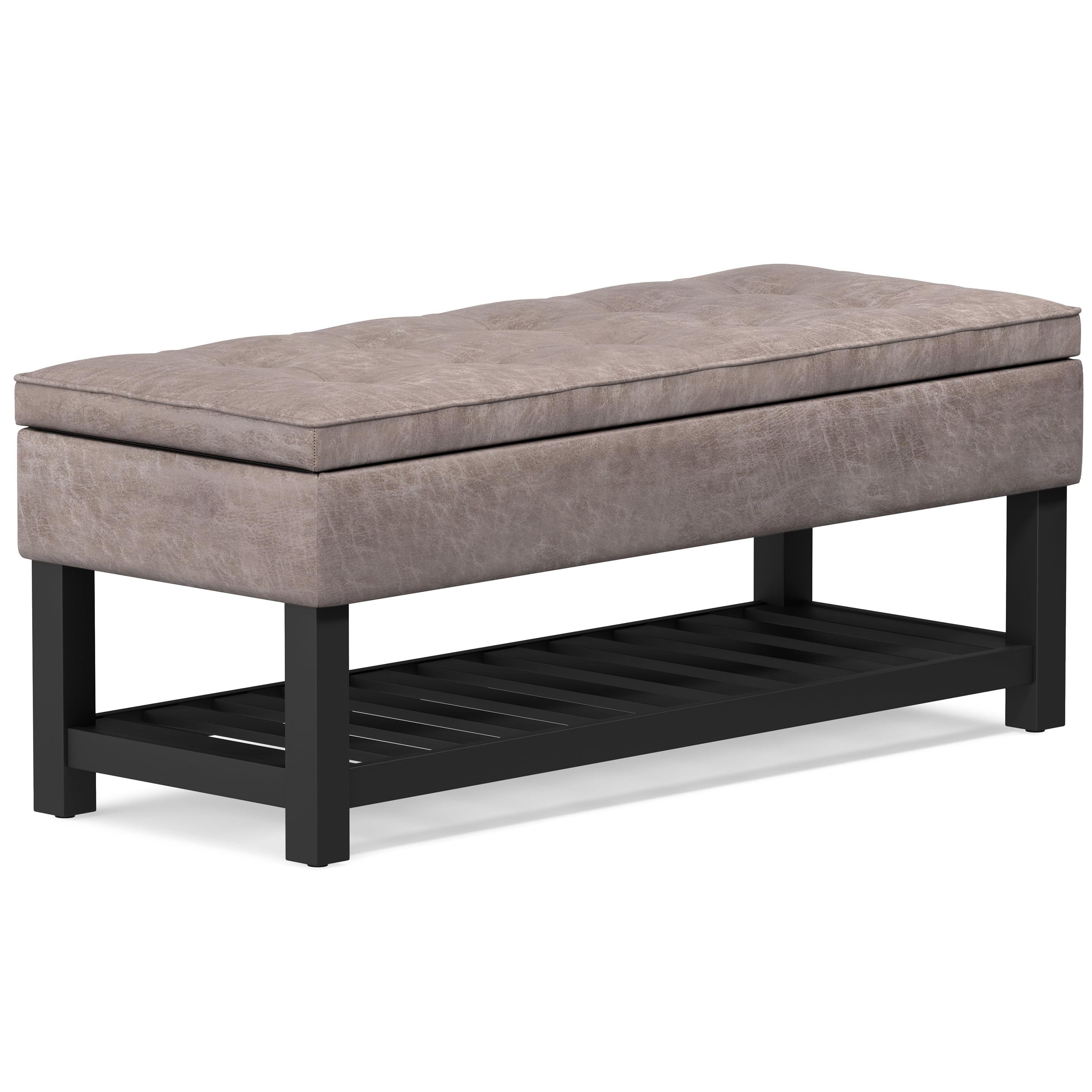 Simpli Home Cosmopolitan 44"W Transitional Tufted Storage Ottoman Bench with Lift Top