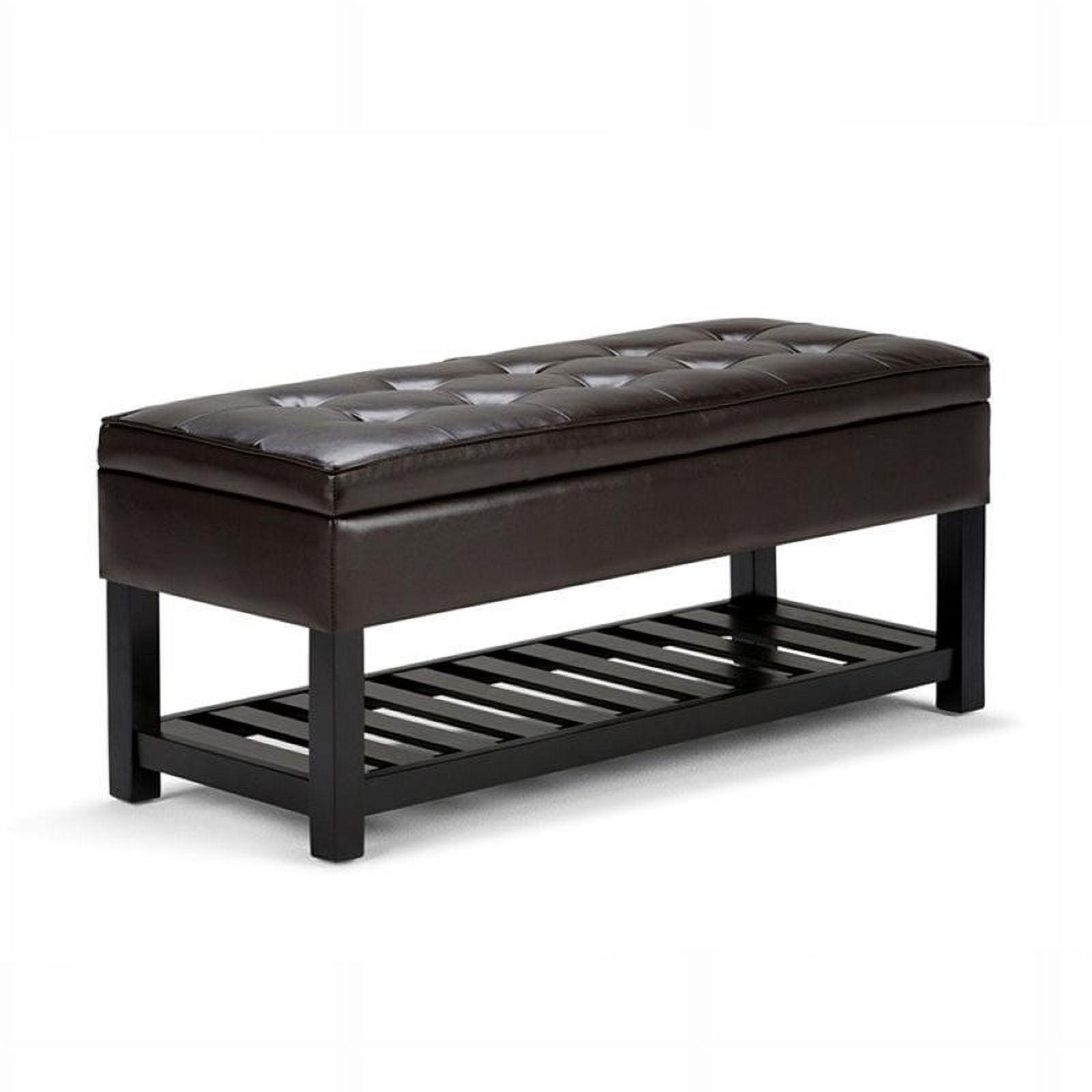 Simpli Home Cosmopolitan 44"W Transitional Tufted Storage Ottoman Bench with Lift Top