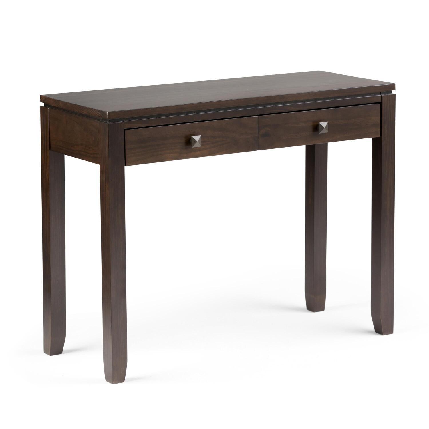 Simpli Home Cosmopolitan Solid Wood Console Table with 2 Drawers Mahogany Brown