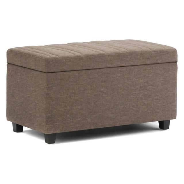 Simpli Home Darcy 33"W Upholstered Storage Ottoman Bench with Large Interior Storage and Child Safety Hinges