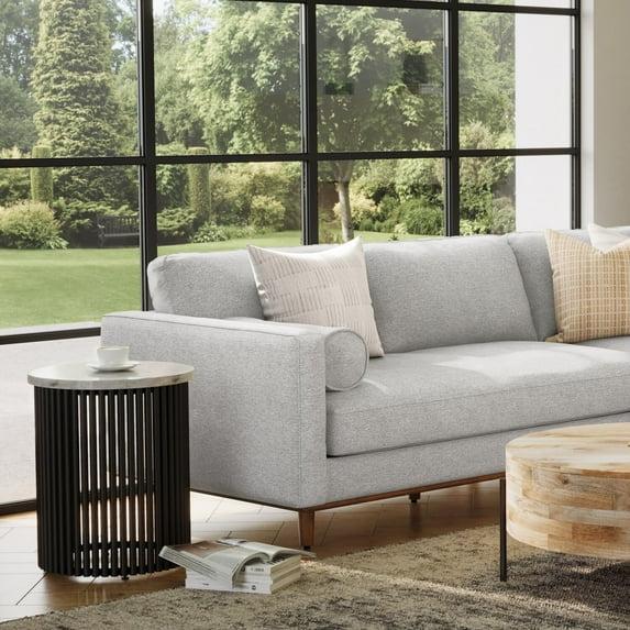 Simpli Home Demy 18"W Genuine Marble Industrial End Table with Slatted Metal Base, Assembled