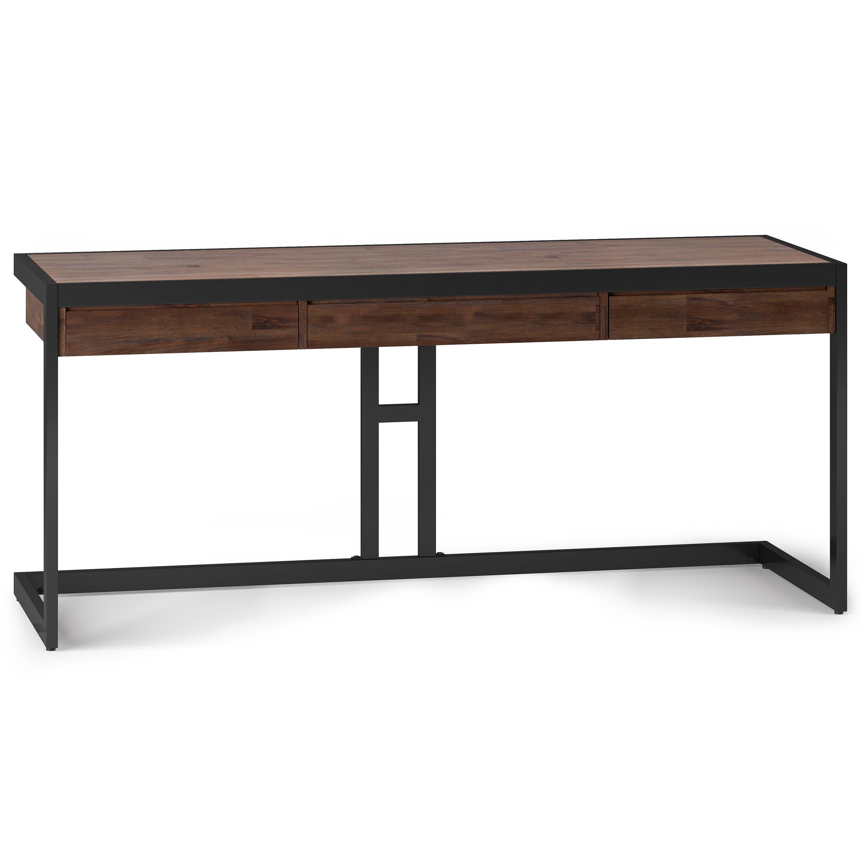 Erina Distressed Charcoal Brown Solid Acacia Large Desk with Drawers