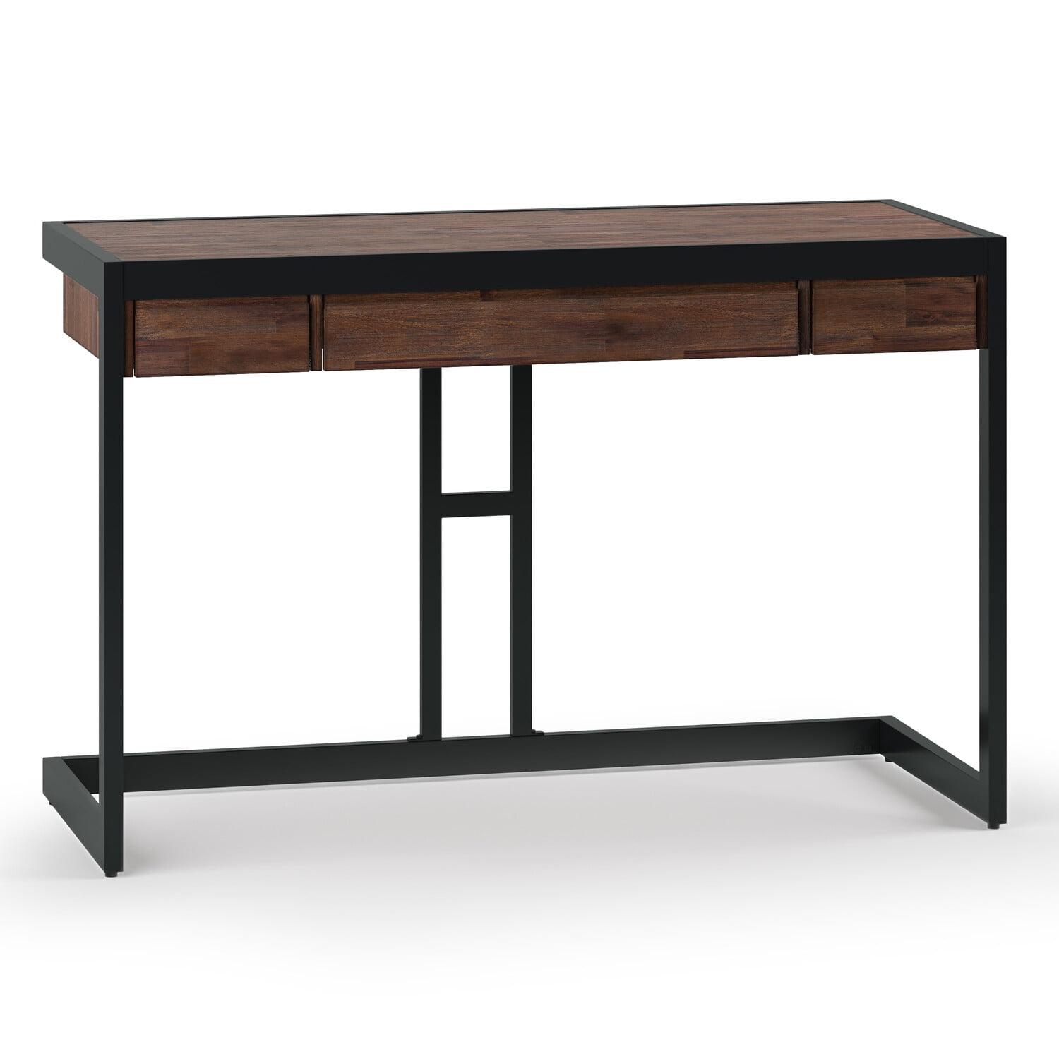 Erina SOLID ACACIA WOOD Modern 48" Wd. Small Desk in Distressed Charcoal Brown