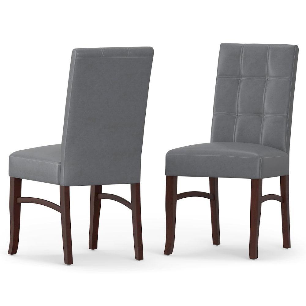 Stone Gray Faux Leather Upholstered Parsons Dining Side Chair