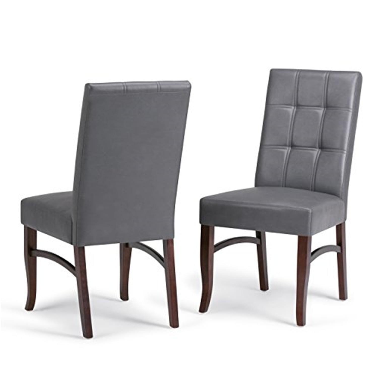 Stone Gray Faux Leather Upholstered Parsons Dining Side Chair