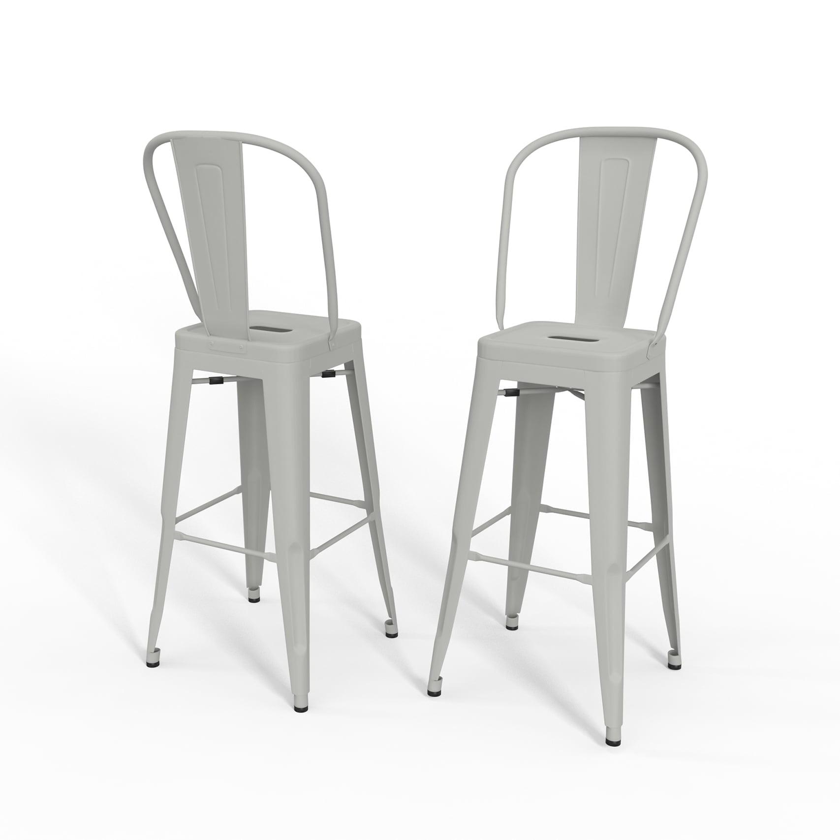 Fletcher 30" White Industrial Metal Bar Stools (Set of 2)