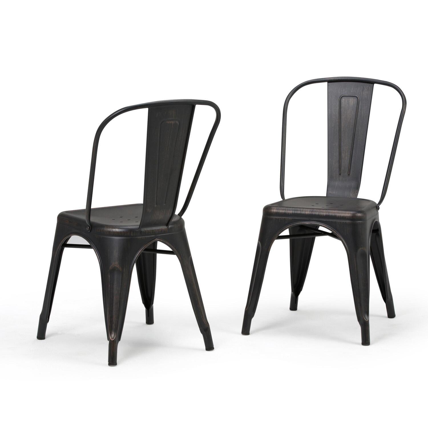 Simpli Home Fletcher Industrial Iron Dining Chair with Stackable Design and Protective Rubber Caps (Set of 2) (Set of 2)