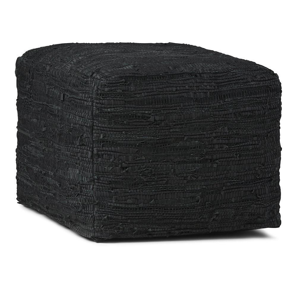 Simpli Home Fredrik 18"W Genuine Buffalo Leather Square Pouf & Reviews | Wayfair