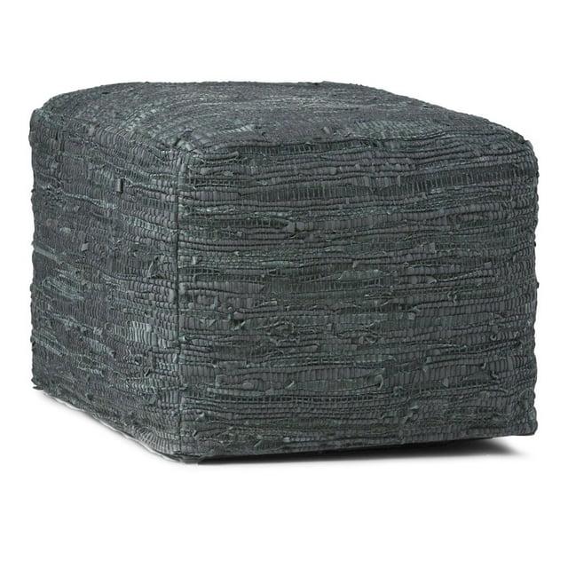 Simpli Home Fredrik 18"W Genuine Buffalo Leather Square Pouf & Reviews | Wayfair