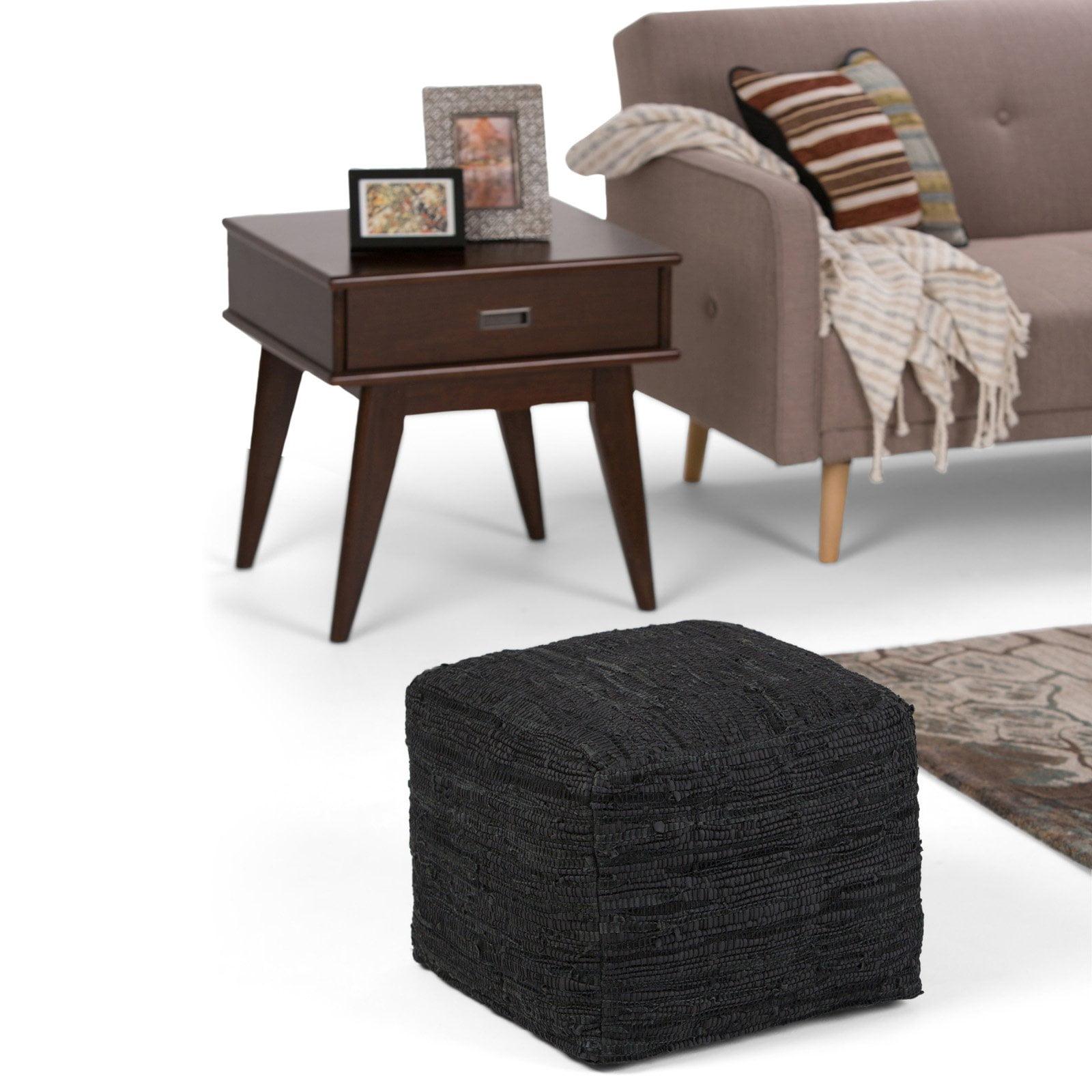 Simpli Home Fredrik Square Pouf