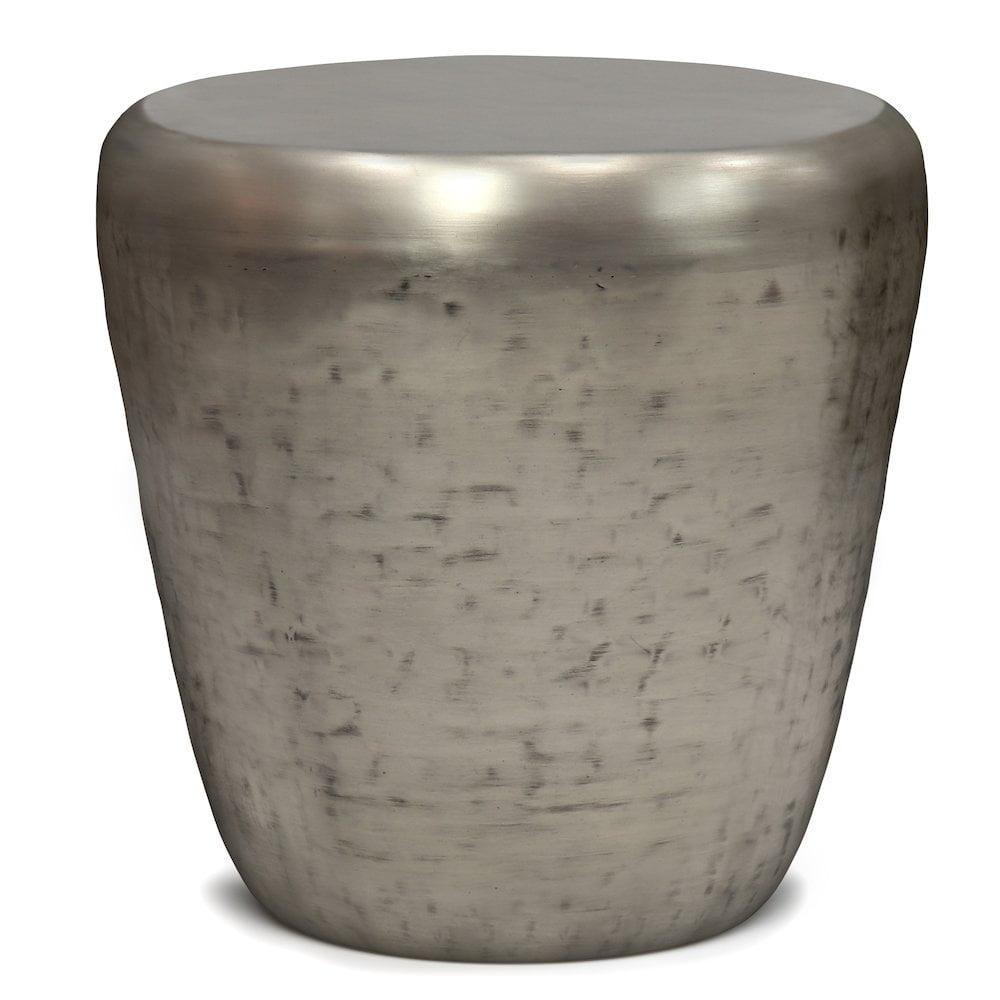 Garvy 20"W Metal Industrial End Table with Drum Design, Assembled