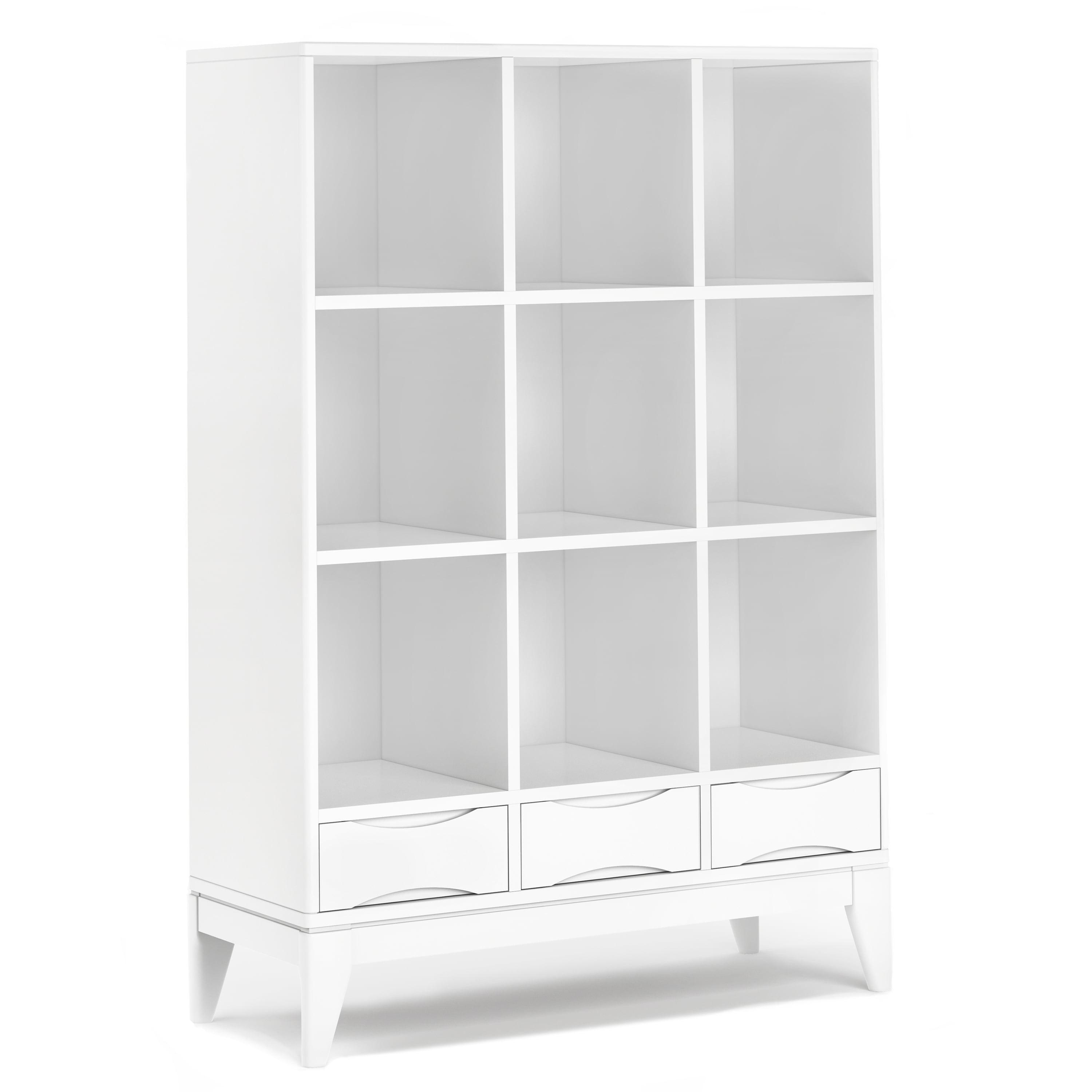 Harper Solid Hardwood Mid-Century White Cube Storage Bookcase