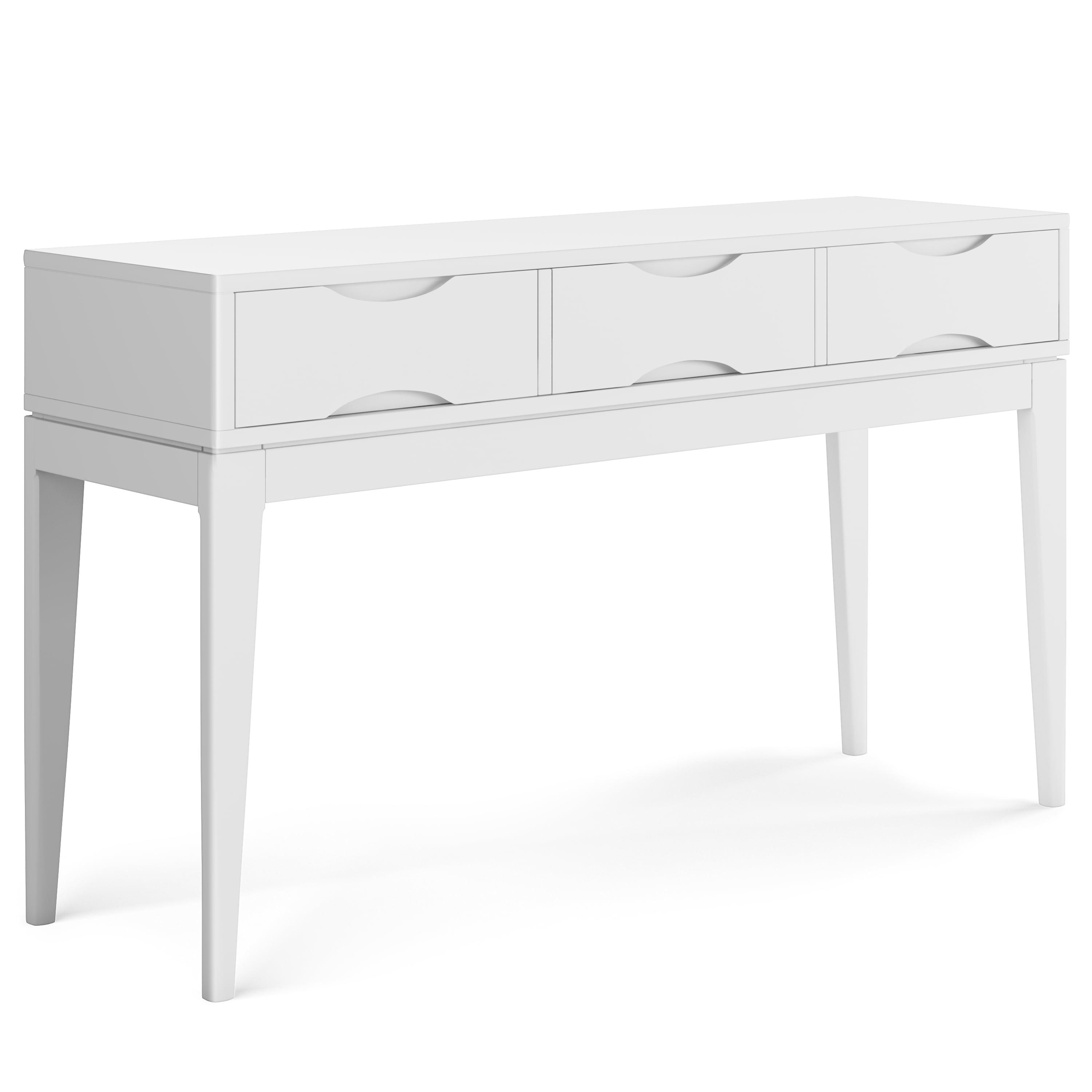 Harper Mid-Century White Solid Hardwood Console with Storage