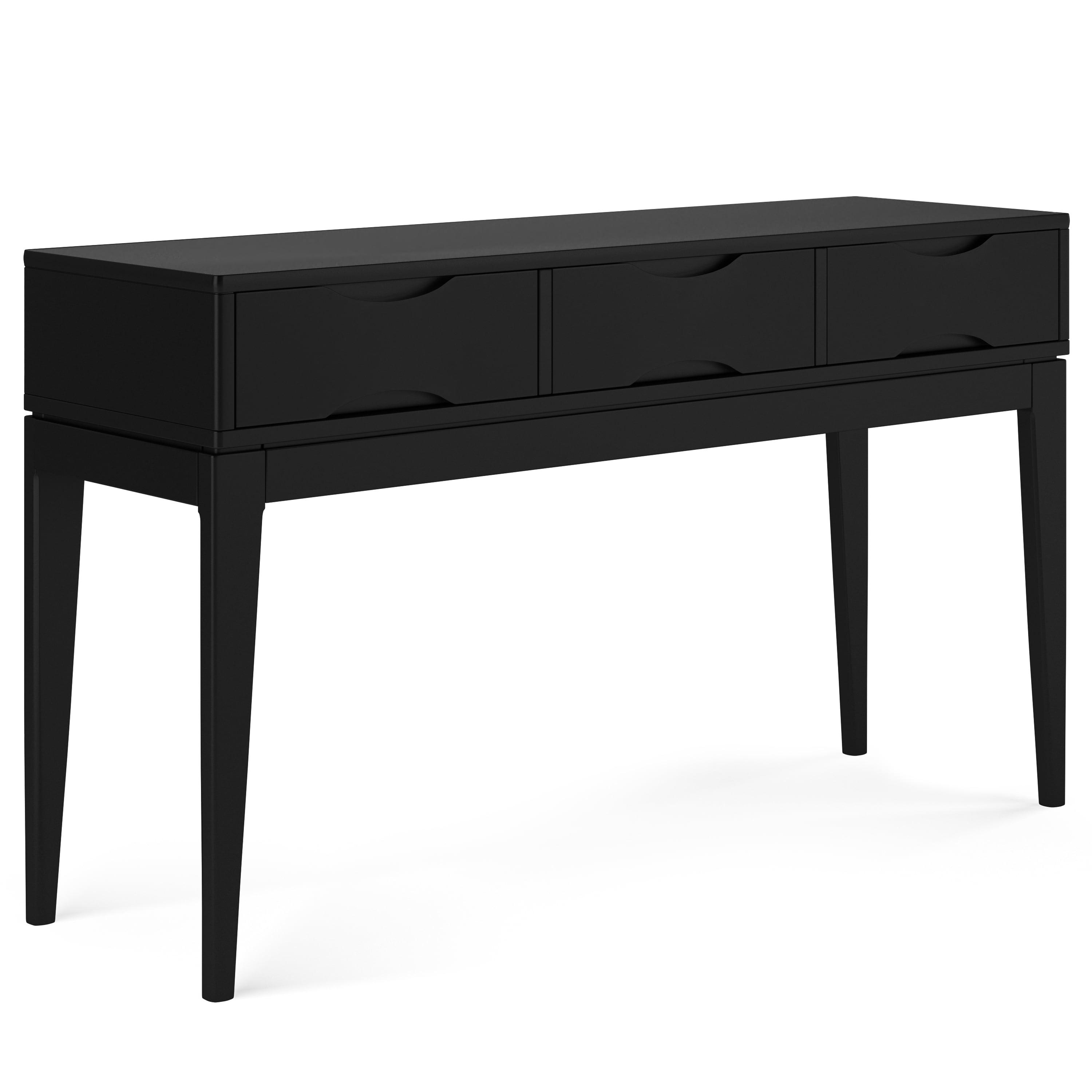 Simpli Home Harper 54"W Solid Hardwood Mid-Century Modern Storage Console Table with Drawers and Tapered Legs