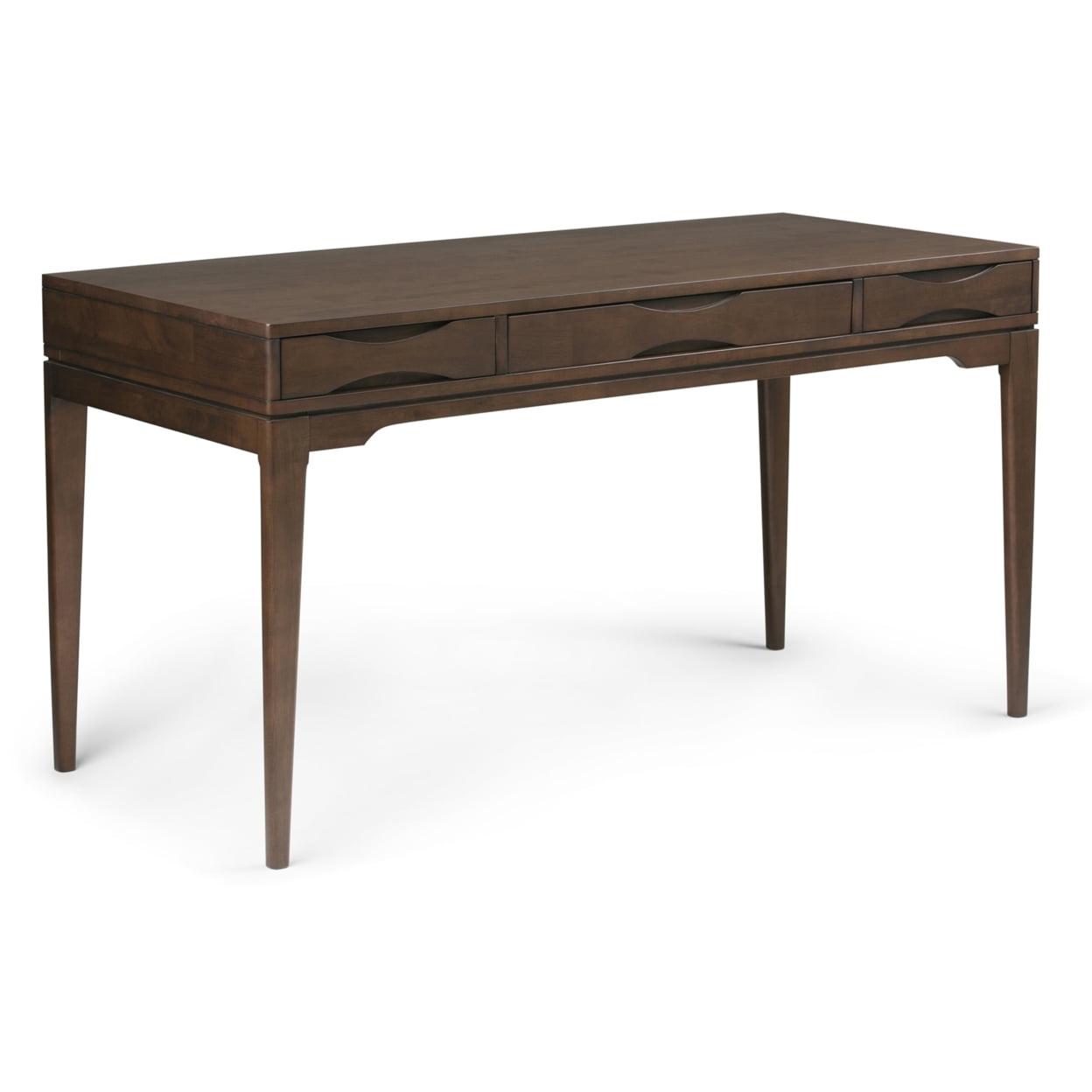 Simpli Home Harper Solid Wood Desk, Contemporary Style with Keyboard Tray and Storage