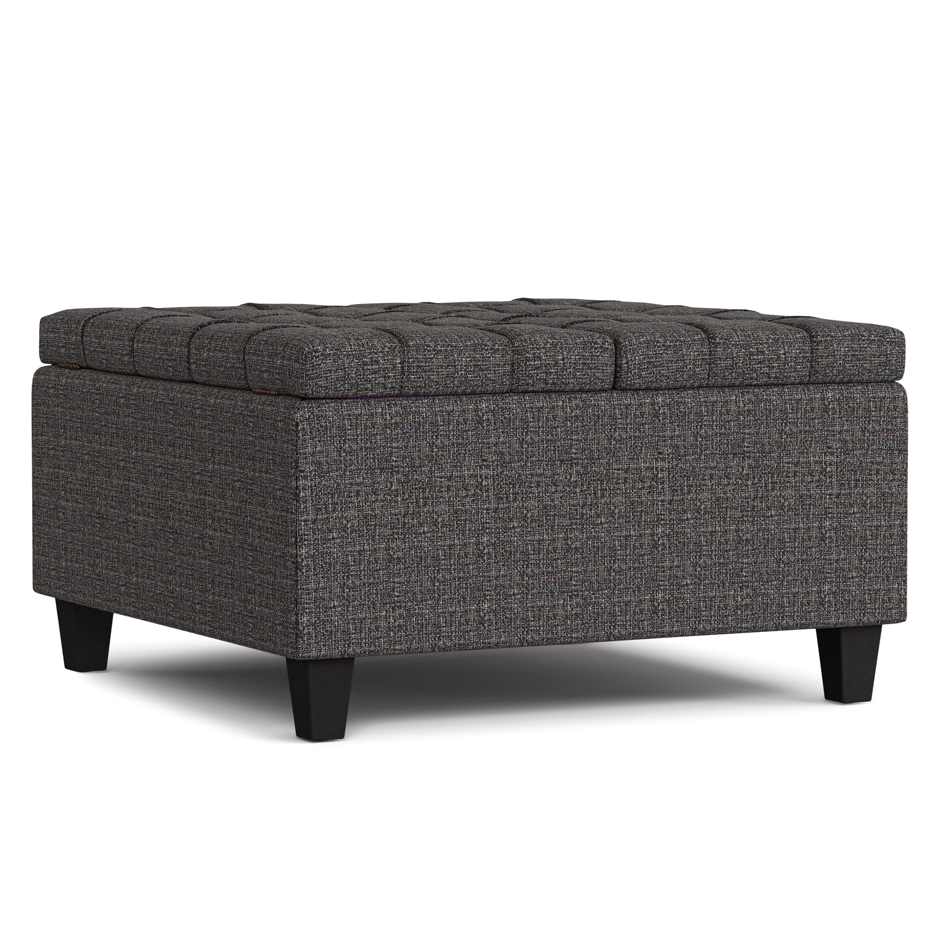 Ebony Tweed Tufted Square Storage Ottoman Coffee Table