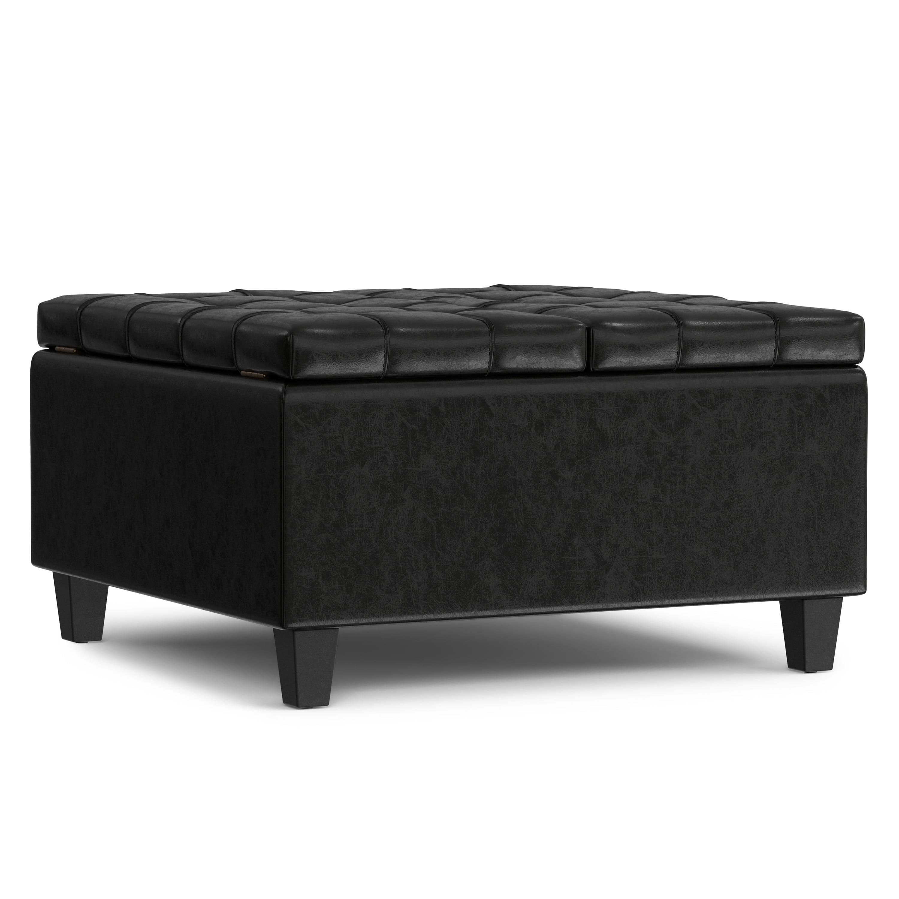 Harrison Small Square Coffee Table Storage Ottoman, Assembled