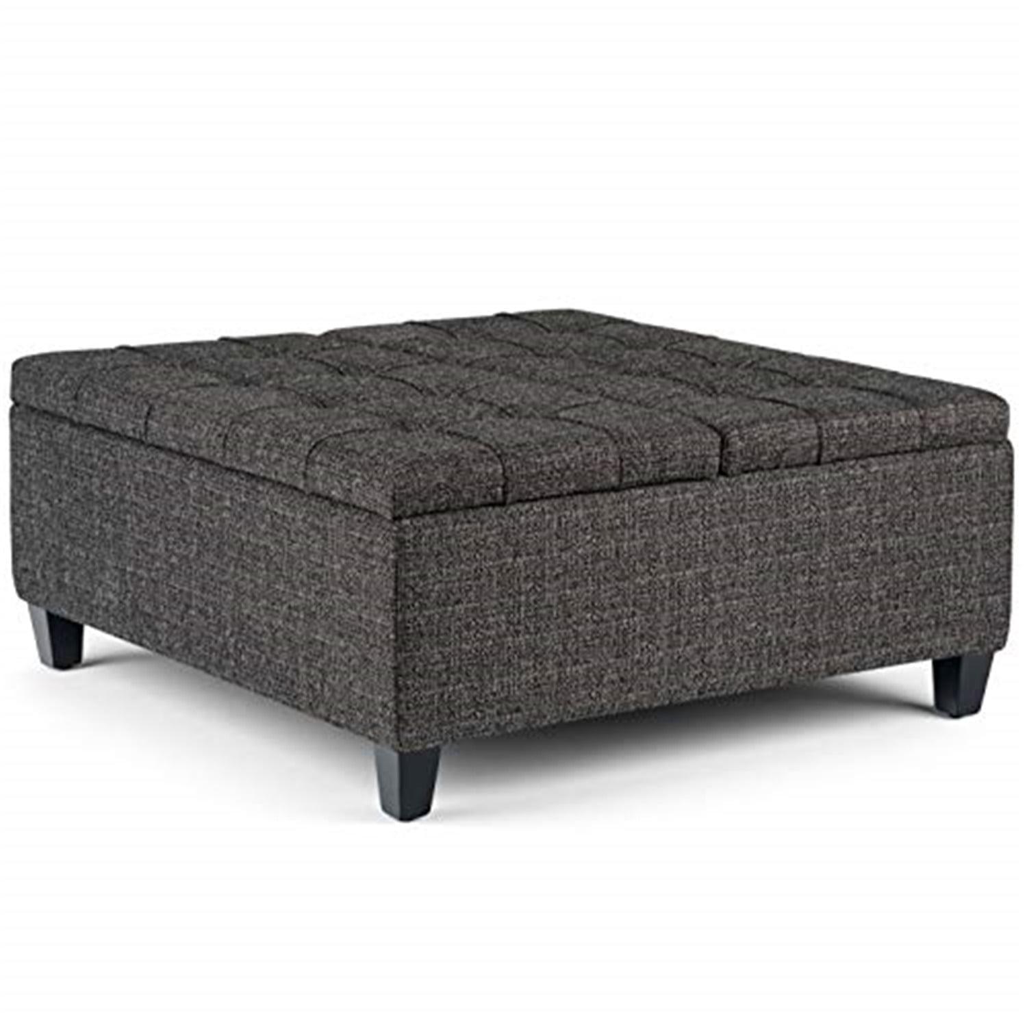 Harrison Dark Grey Tufted Cocktail Storage Ottoman