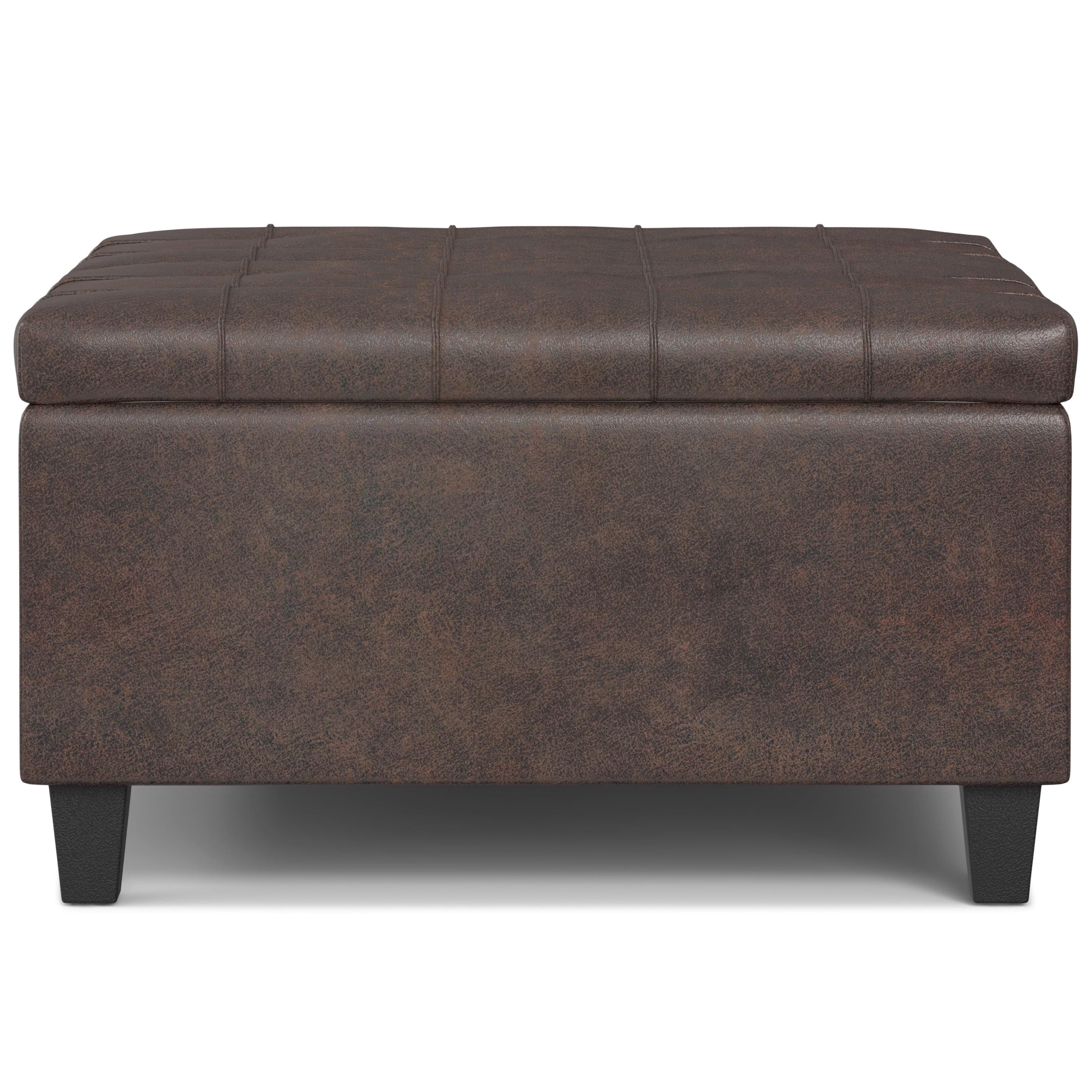 Harrison Small Square Coffee Table Storage Ottoman, Assembled