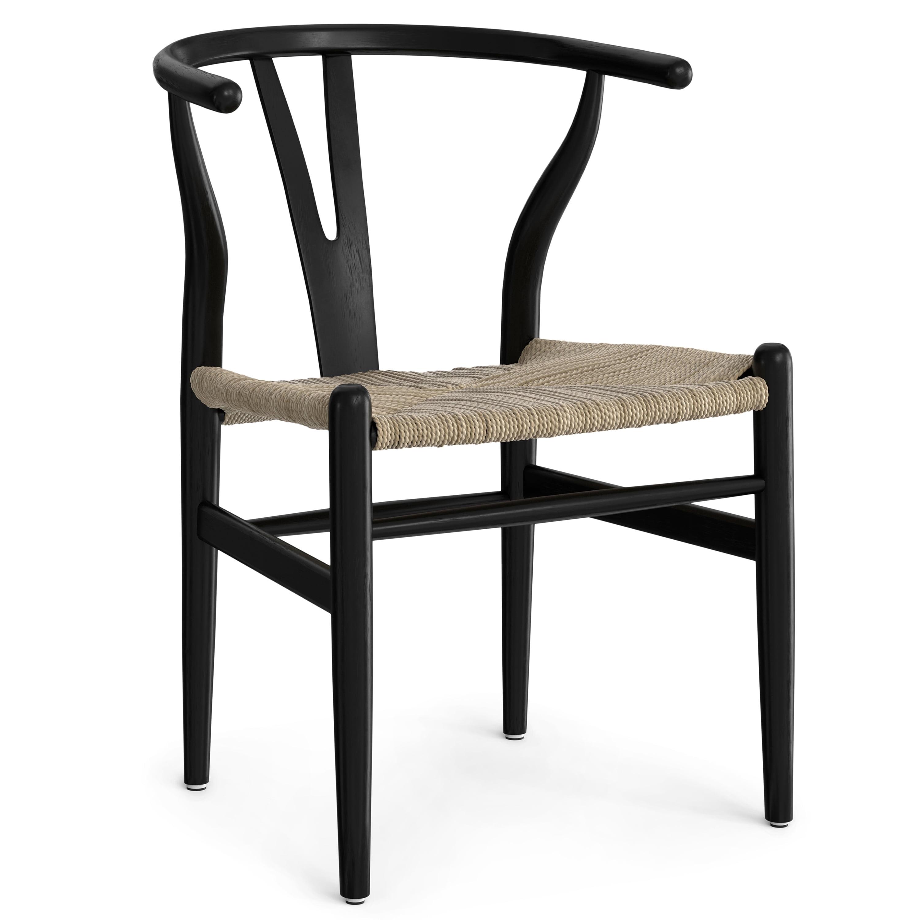 Simpli Home Chocolate Solid Wood Dining Chair with Y-Back Design in Mid-Century Modern Style (Set of 2) (Set of 2)