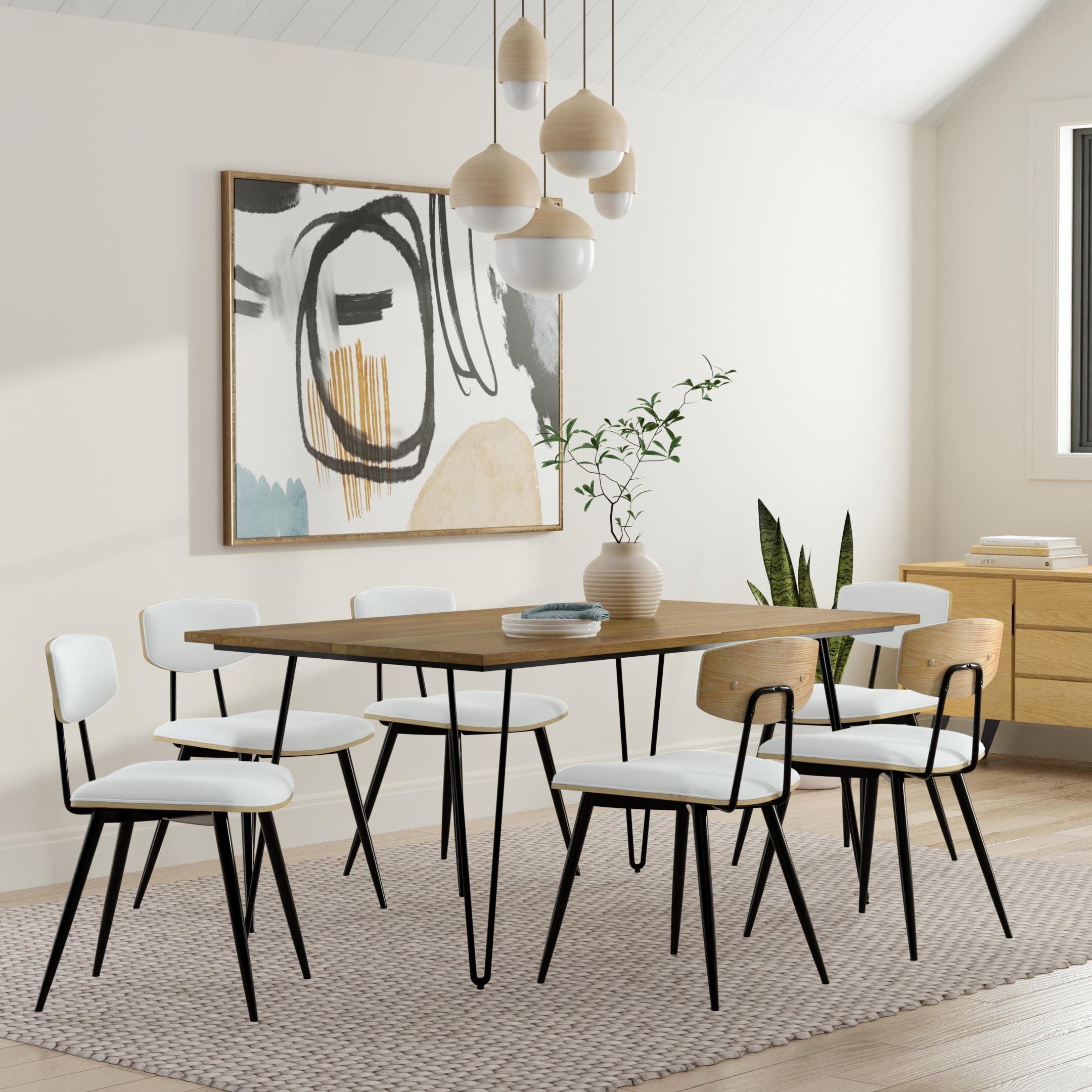 Hunter 66"W Solid Mango Wood Dining Table, Industrial Style with Hairpin Legs, Seats 6