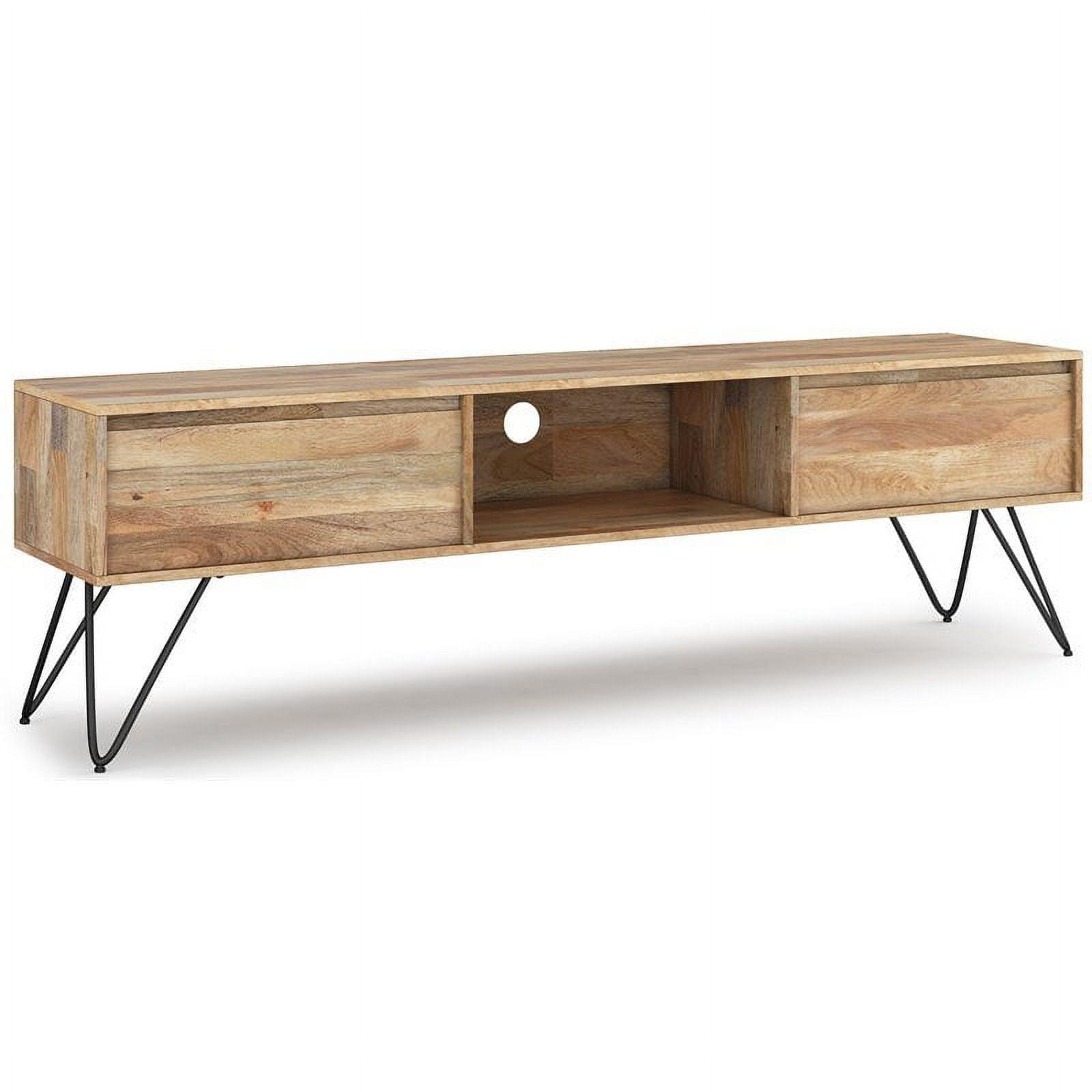 Hunter 68" Natural Mango Wood TV Stand with Black Metal Legs