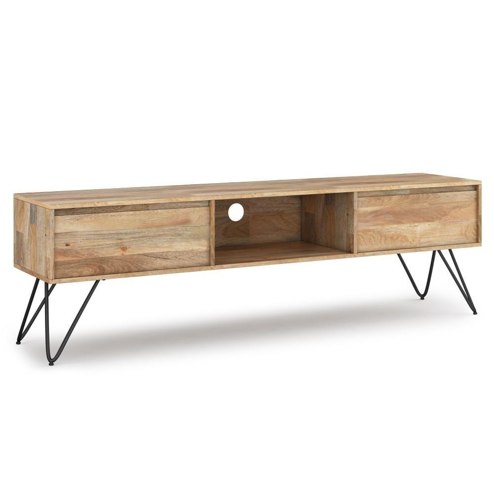 Hunter 68" Natural Mango Wood TV Stand with Black Metal Legs