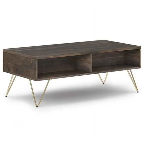 Hunter 48"W Solid Wood Industrial Lift Top Coffee Table with Hidden Storage and Metal Hairpin Legs