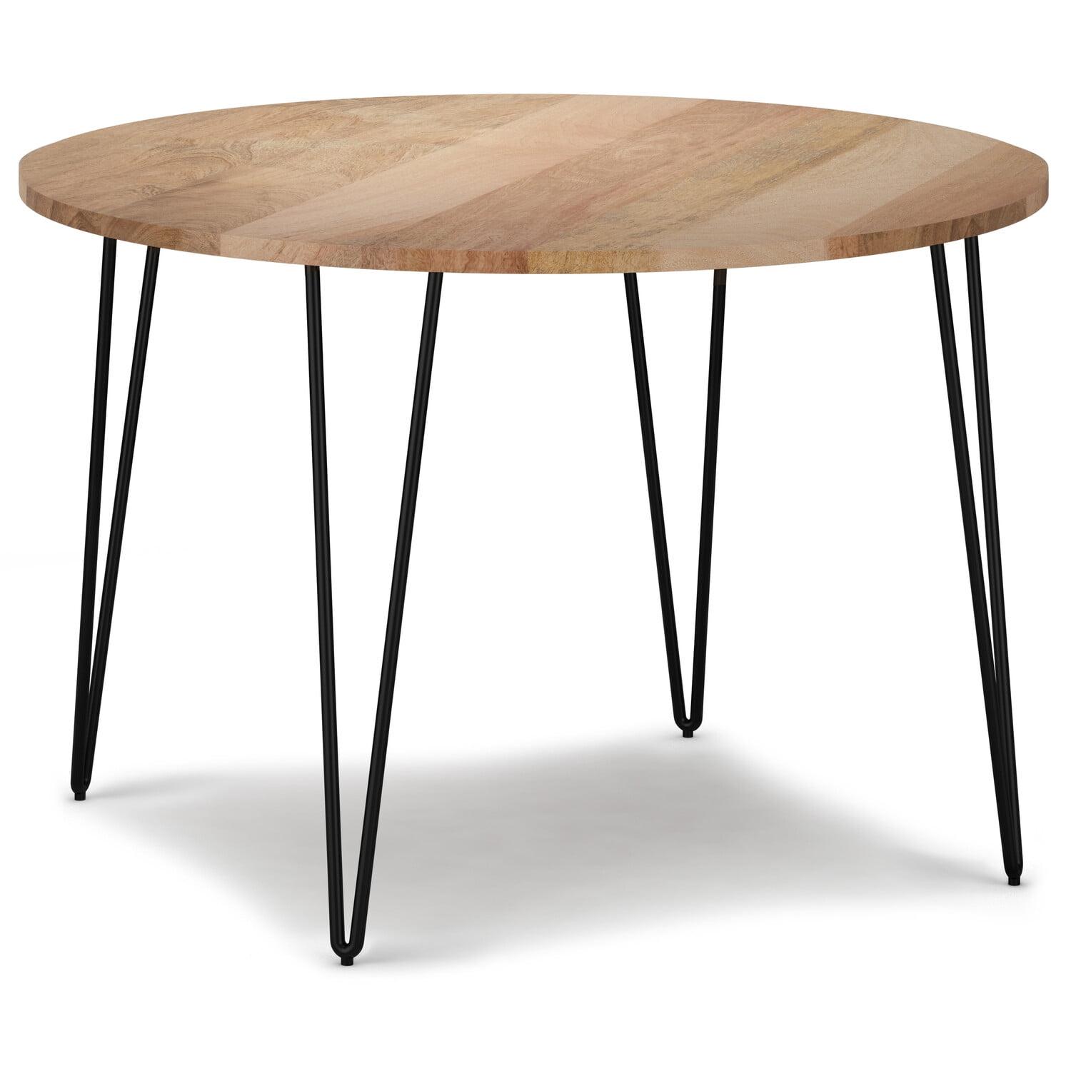 Hunter Round Solid Wood Top Metal Base Dining Table