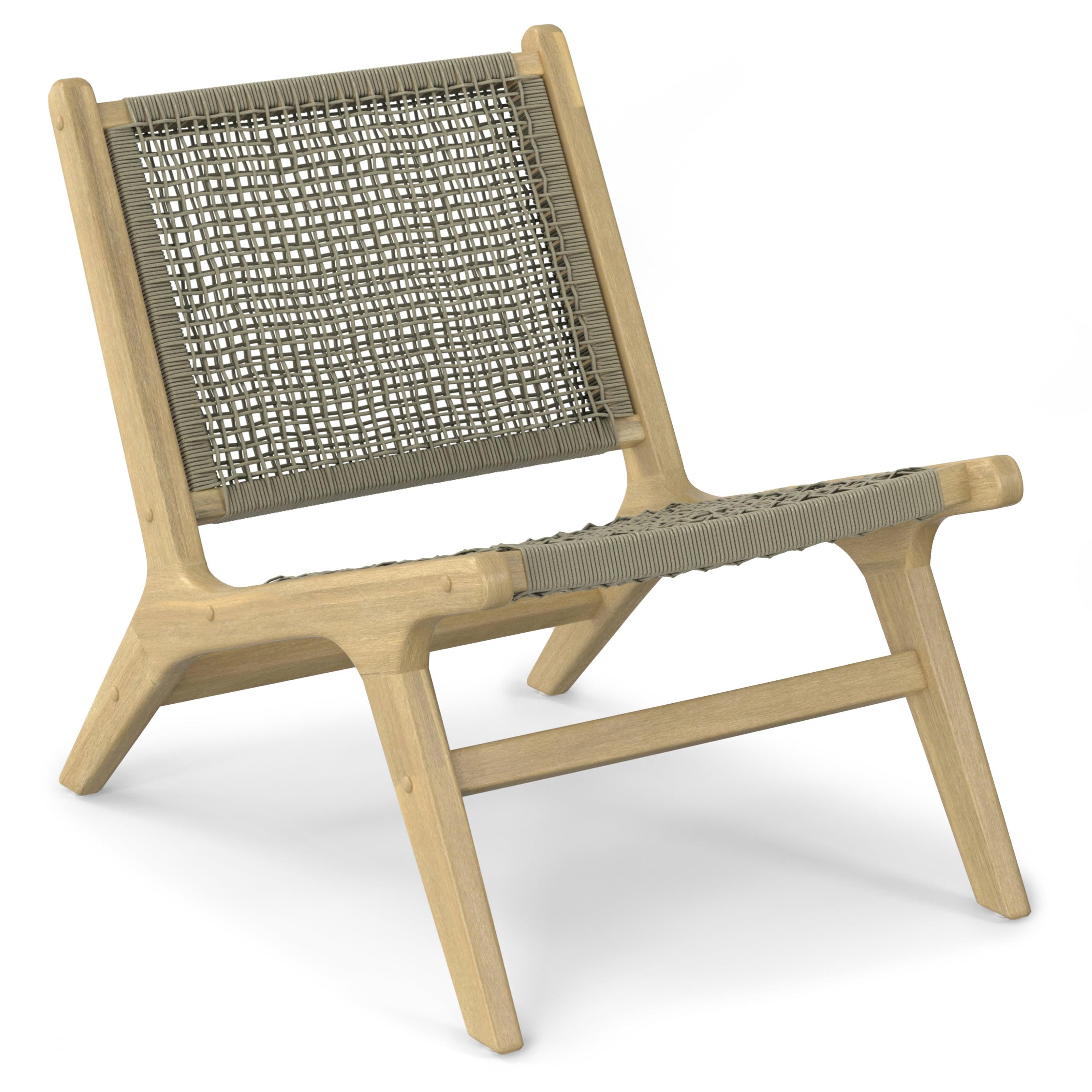 Natural Teak and Rope Outdoor Lounge Chair