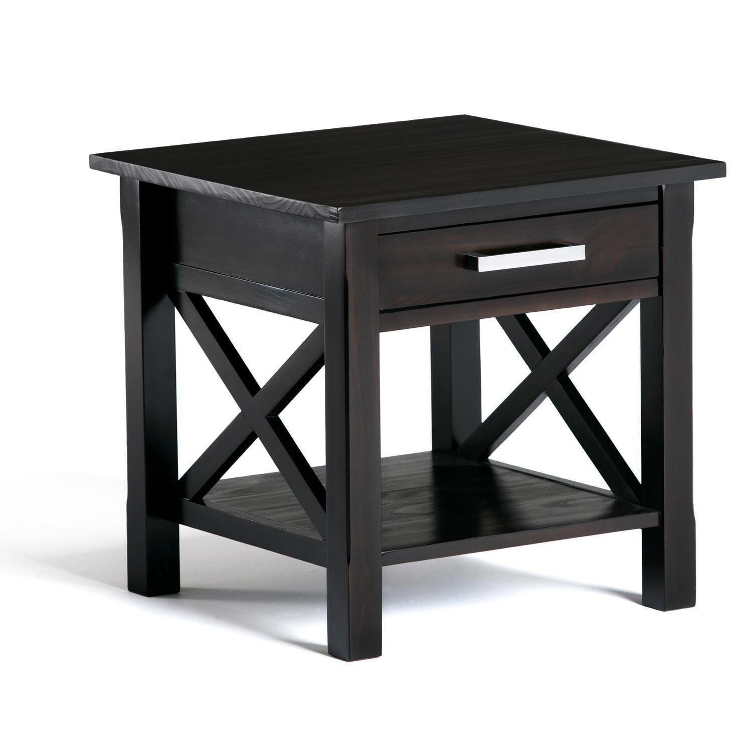 Simpli Home Kitchener 21"W Solid Mango Wood Square End Table with Storage Drawer