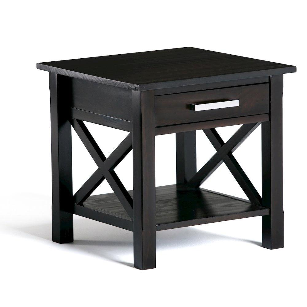 Simpli Home Kitchener 21"W Solid Mango Wood Square End Table with Storage Drawer