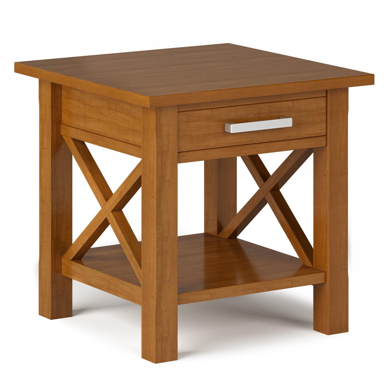 Simpli Home Kitchener Solid Wood Square End Table in Light Golden Brown