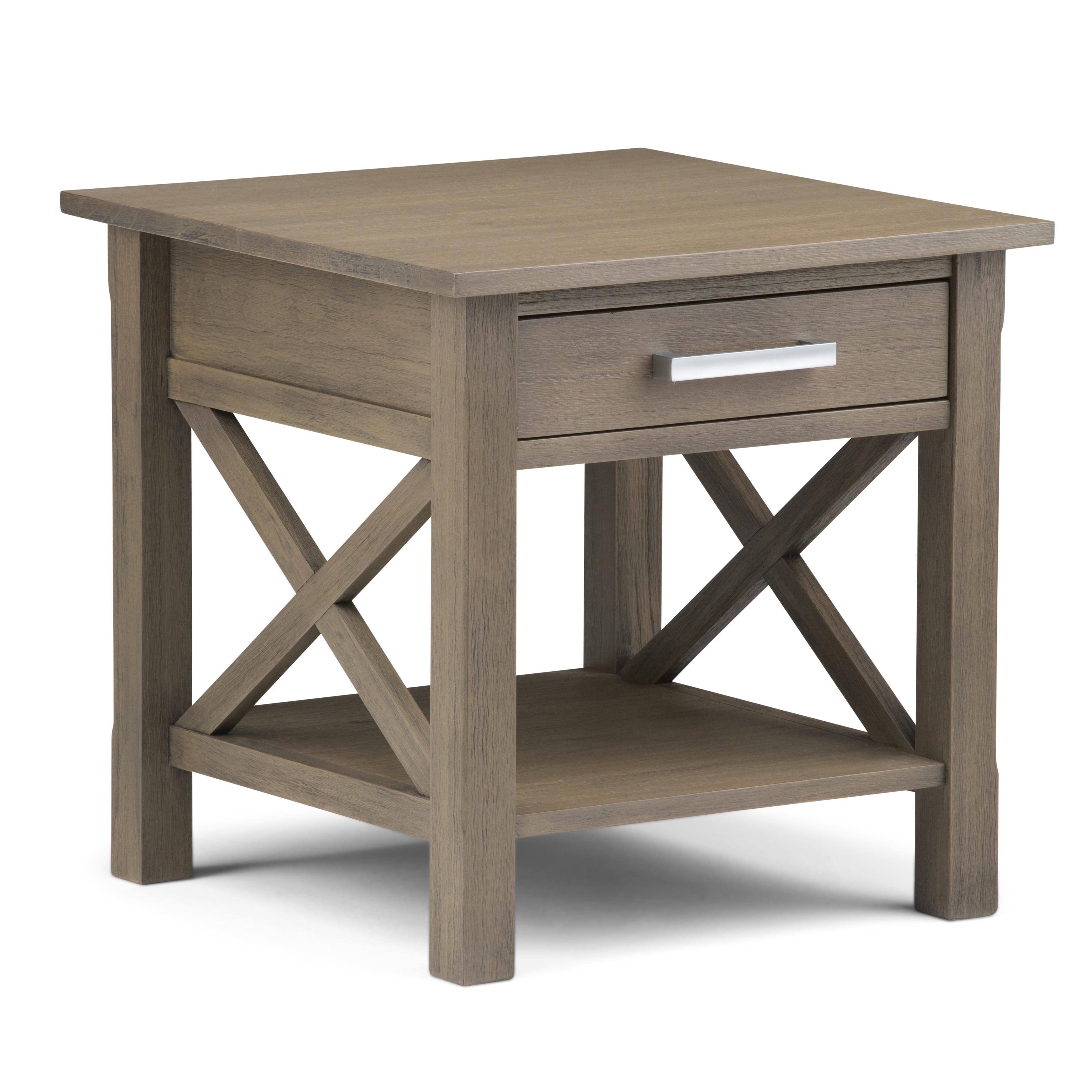 Farmhouse Gray Contemporary Square End Table with Storage