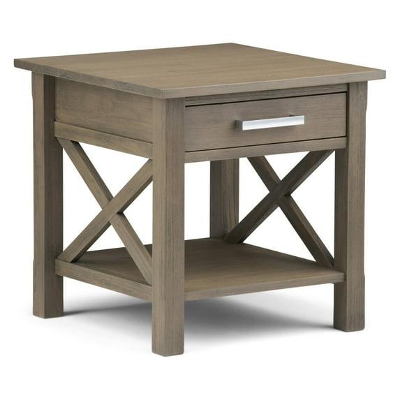 Simpli Home Kitchener Square End Table in Farmhouse Gray