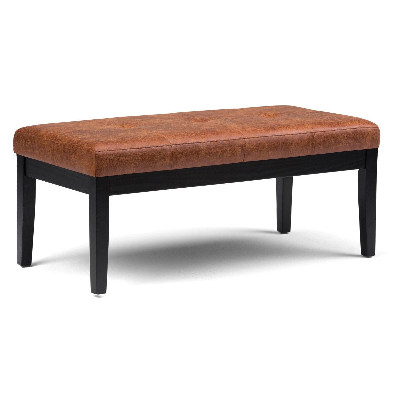 Simpli Home Lacey 41"W Tufted Ottoman Bench with Solid Wood Frame