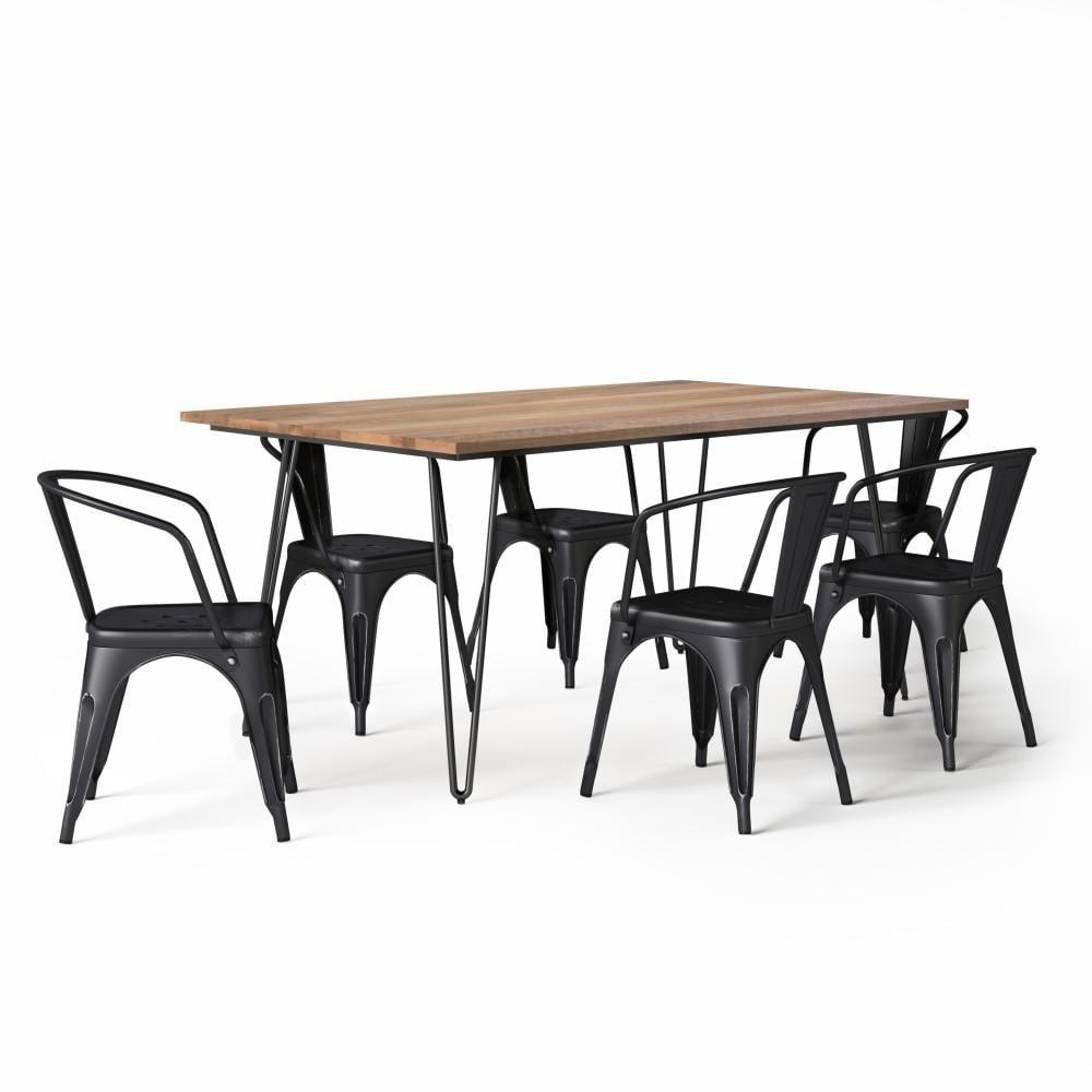 Larkin 7-Piece Black and Wood Industrial Dining Set