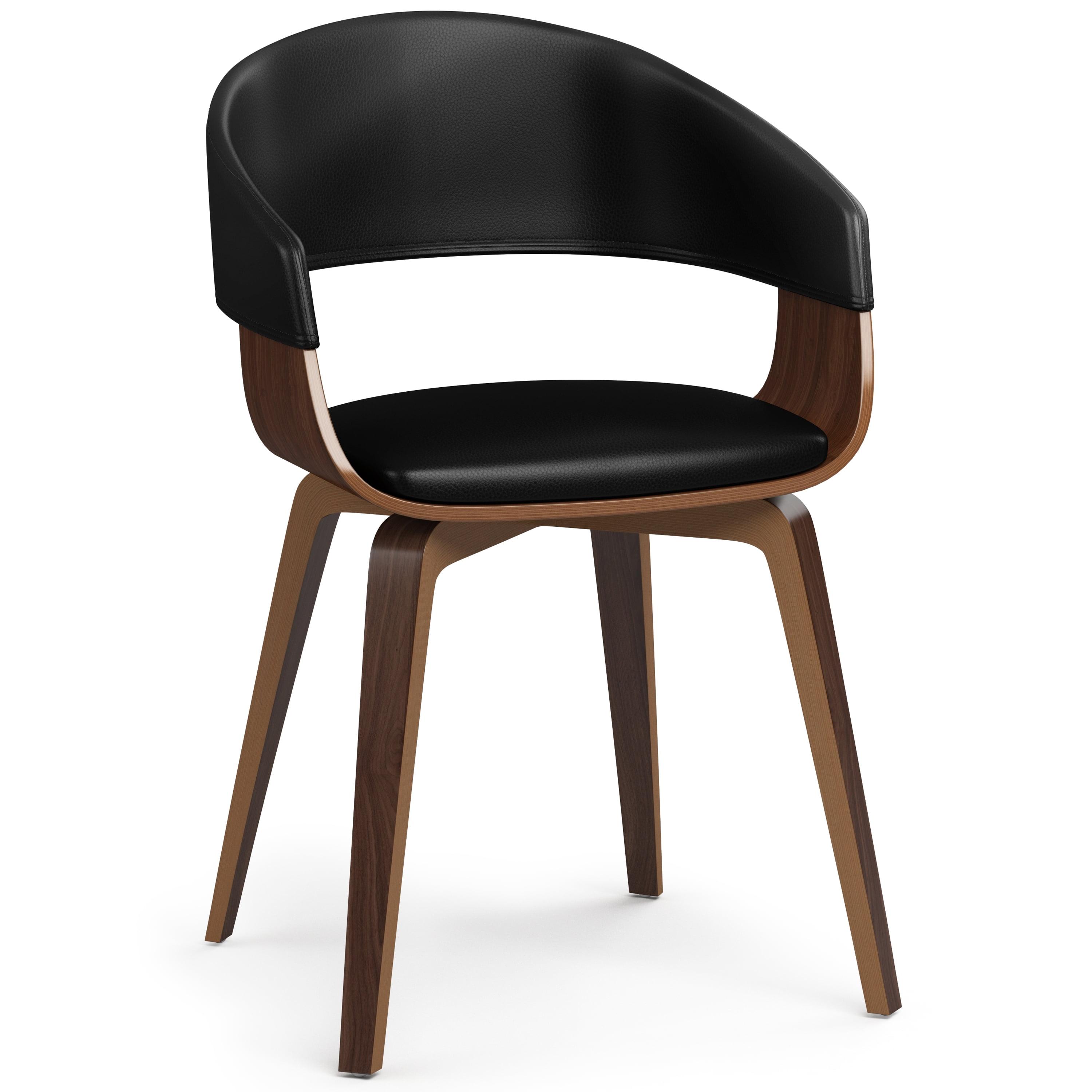 Simpli Home Lowell Bentwood Upholstered Dining Chair with Curved Backrest in Mid-Century Modern Style