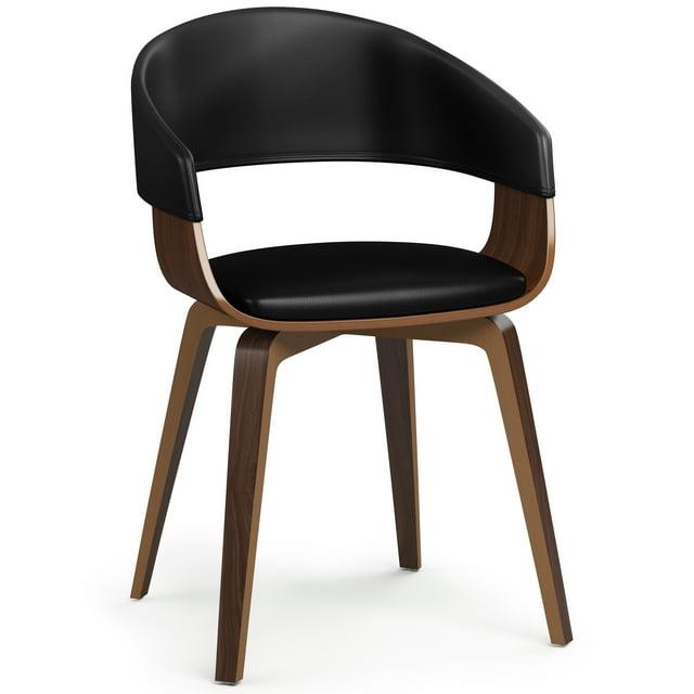 Simpli Home Lowell Bentwood Upholstered Dining Chair with Curved Backrest in Mid-Century Modern Style
