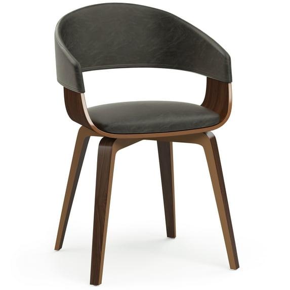 Simpli Home Lowell Bentwood Upholstered Dining Chair with Curved Backrest in Mid-Century Modern Style