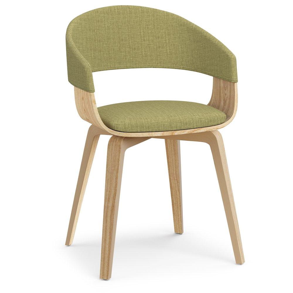 Acid Green Linen Upholstered Arm Chair with Natural Oak