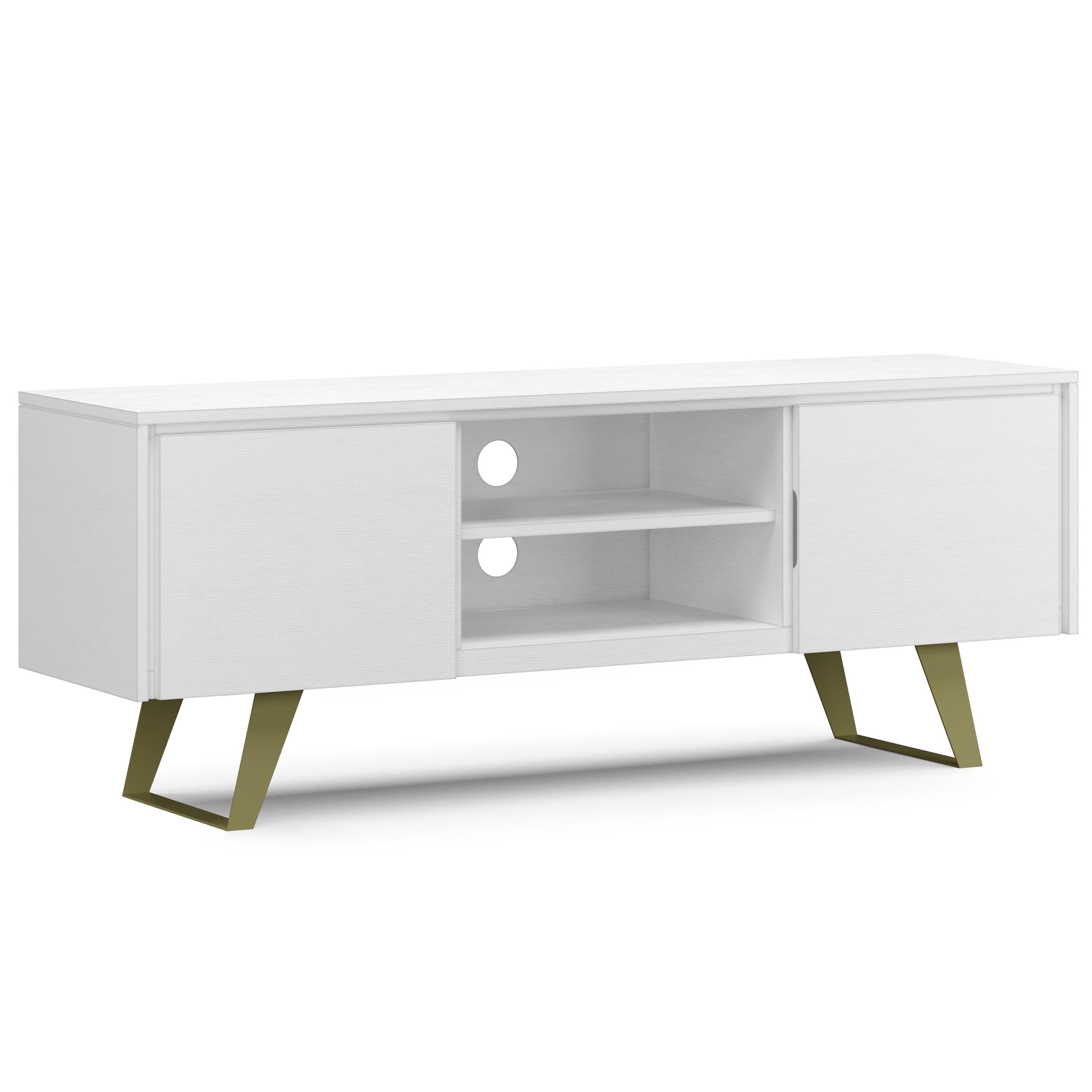 Simpli Home Lowry 63"W Solid Wood Modern Industrial TV Stand for TVs up to 70" with Storage