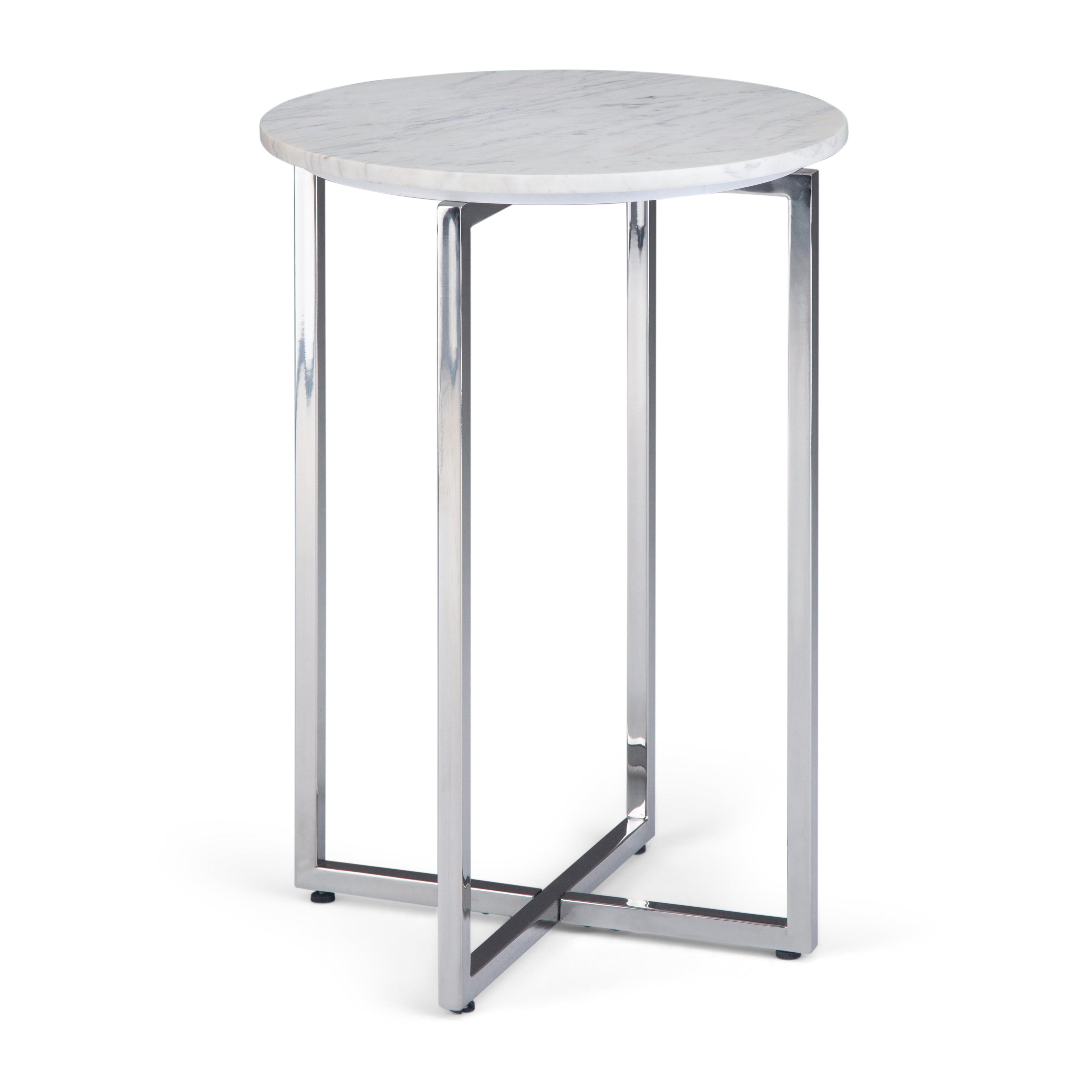 Marsden 18'' White Marble and Chrome Metal Side Table