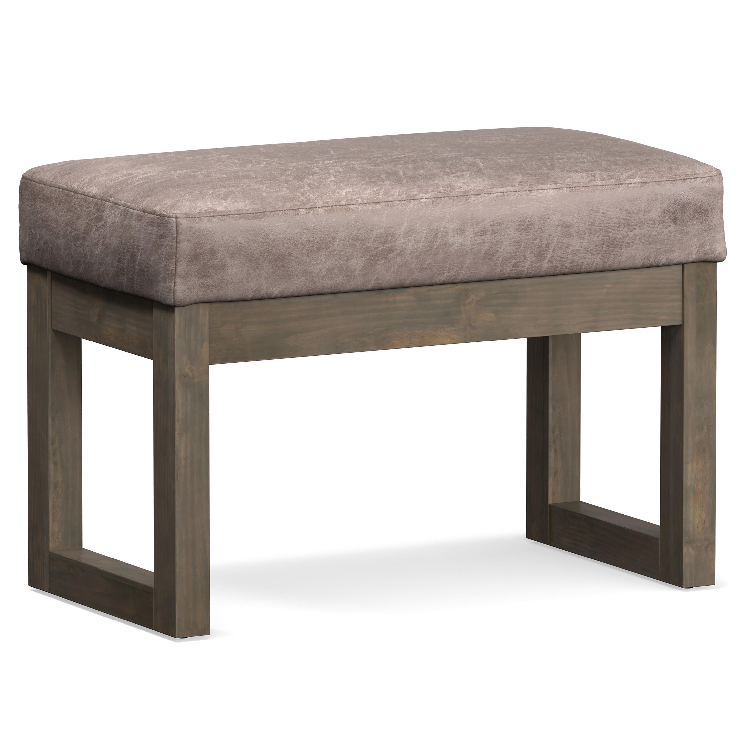 Simpli Home Milltown Ottoman Bench with Upholstered Seat and Solid Wood Frame