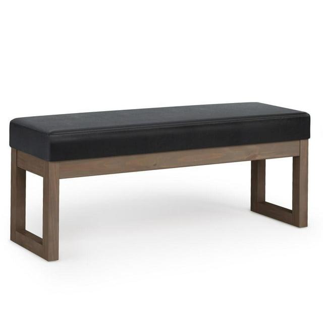 Simpli Home Milltown Ottoman Bench with Upholstered Seat and Solid Wood Frame