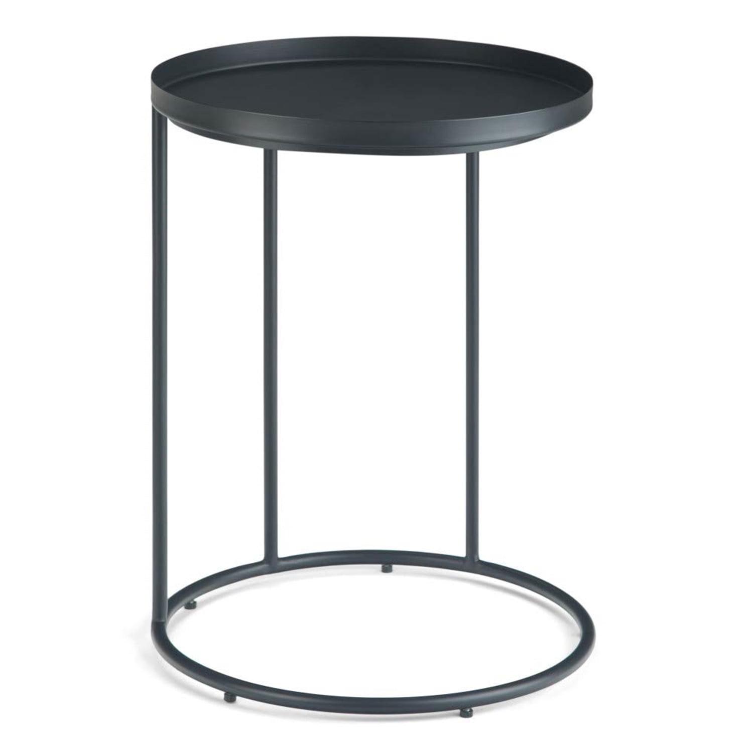 Monet 18" Round Black Metal Industrial Side Table with Storage
