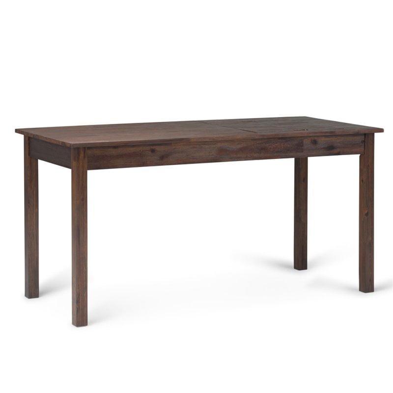 Monroe Distressed Charcoal Brown Solid Acacia Desk with USB & Power Outlet