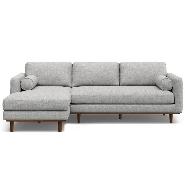 Simpli Home Morrison Large Left Sectional Sofa,Mid-Century Modern Couch with Chaise Lounge and Eco-Friendly Woven-Blend Fabric